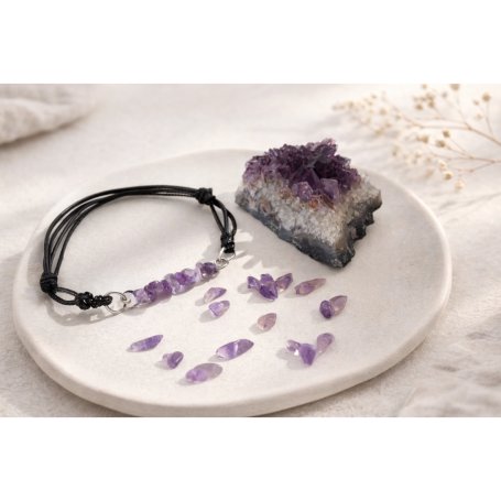 Amethyst Armband NachtRose-Design mit Druse